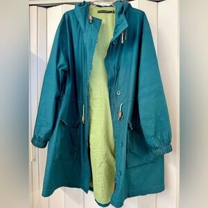 Gudrun Sjoden Jacket windbreaker rain anorak teal blue-green NWOT plus XXL 2X 3X